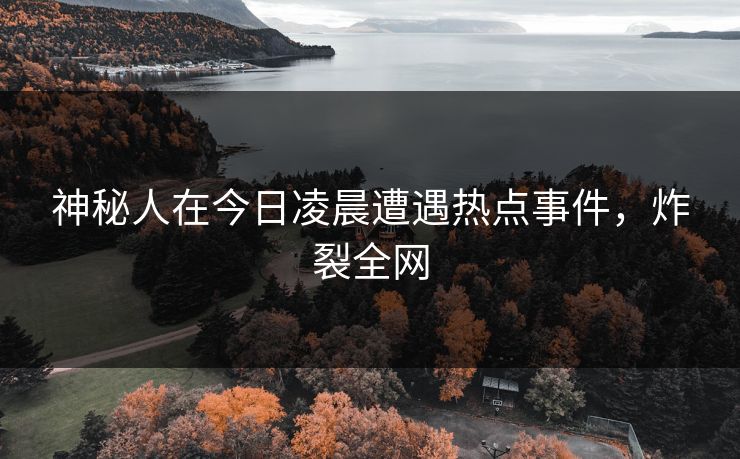 神秘人在今日凌晨遭遇热点事件，炸裂全网