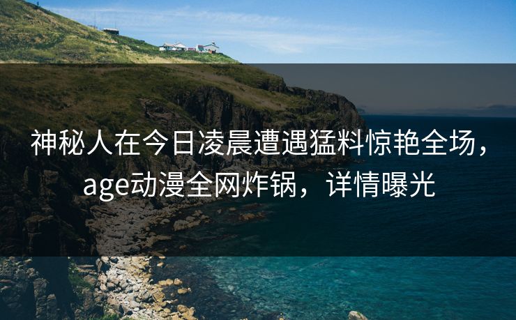 神秘人在今日凌晨遭遇猛料惊艳全场，age动漫全网炸锅，详情曝光