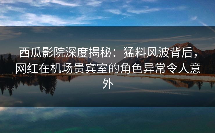 西瓜影院深度揭秘：猛料风波背后，网红在机场贵宾室的角色异常令人意外