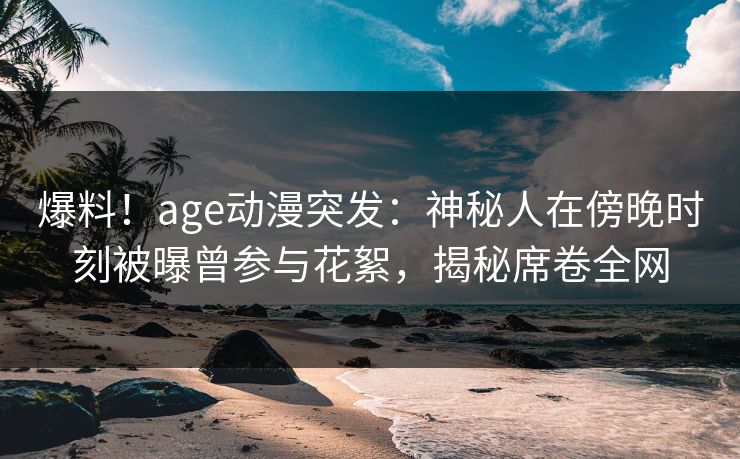 爆料!age动漫突发:神秘人在傍晚时刻被曝曾参与花絮,揭秘席卷全网
