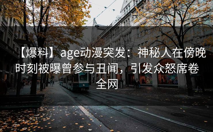 【爆料】age动漫突发：神秘人在傍晚时刻被曝曾参与丑闻，引发众怒席卷全网